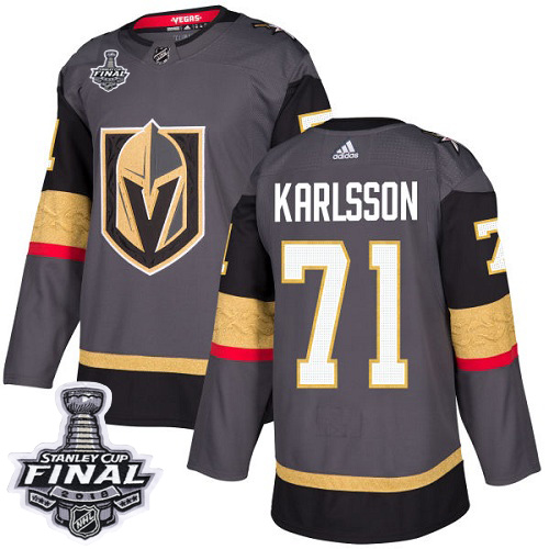 Adidas Golden Vegas Golden Knights #71 William Karlsson Grey Home Authentic 2018 Stanley Cup Final Stitched Youth Jersey Youth