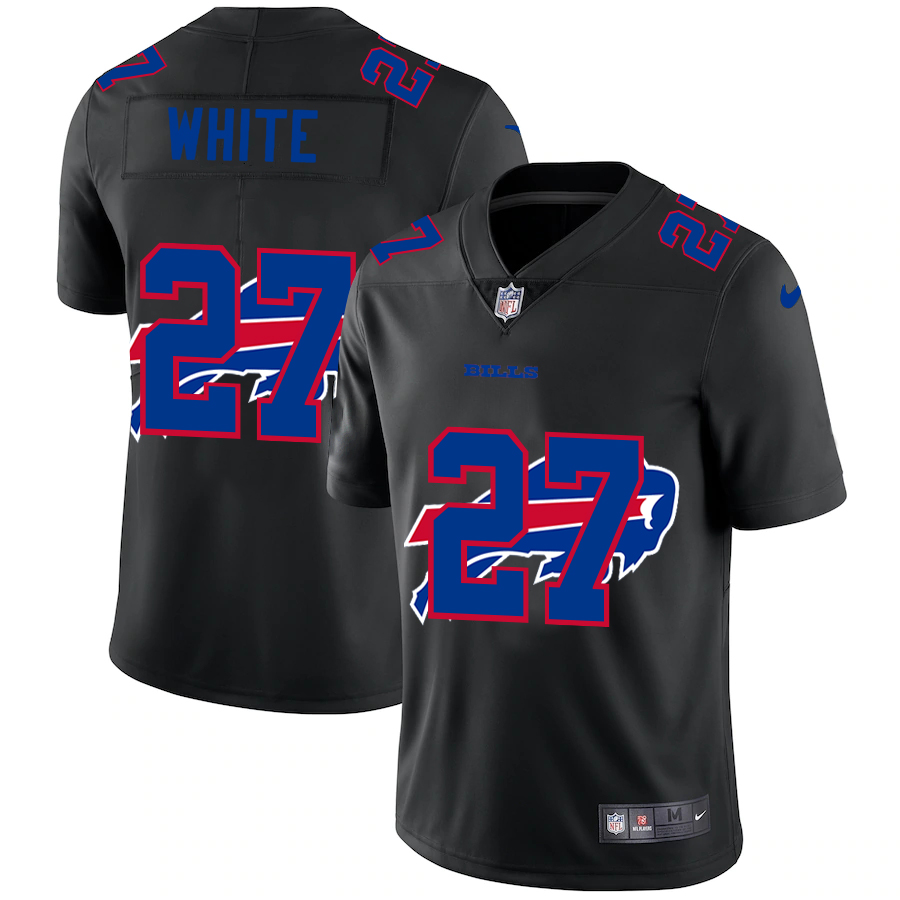 Buffalo Bills #27 Tre'Davious White Men's Team Logo Dual Overlap Limited Jersey Black