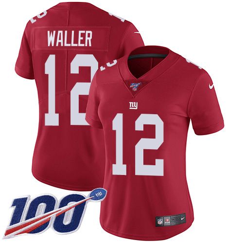 Giants #12 Darren Waller Red Women's Alternate Women's Stitched 100th Season Vapor Limited Jersey