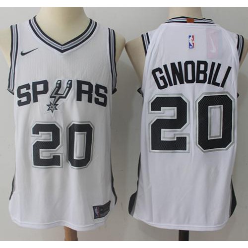 San Antonio Spurs #20 Manu Ginobili White Swingman Association Edition Jersey Mens