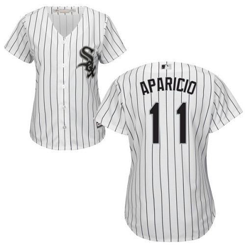 Chicago White Sox #11 Luis Aparicio White(Black Strip) Home Women's Stitched Jersey Womens