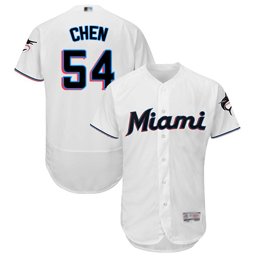 Miami Marlins #54 Wei-Yin Chen White Flexbase Authentic Collection Stitched Jersey Men's