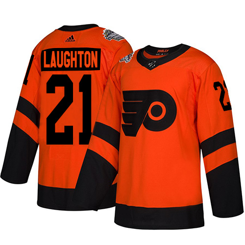 Adidas Philadelphia Flyers #21 Scott Laughton Orange Authentic 2019 Stadium Series Stitched Jersey Men's