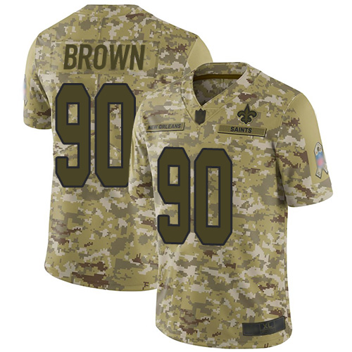 New Orleans Saints #90 Malcom Brown Camo Men's Stitched Limited 2018 Salute To Service Jersey Men's