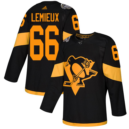 Adidas Pittsburgh Penguins #66 Mario Lemieux Black Authentic 2019 Stadium Series Stitched Youth Jersey Youth