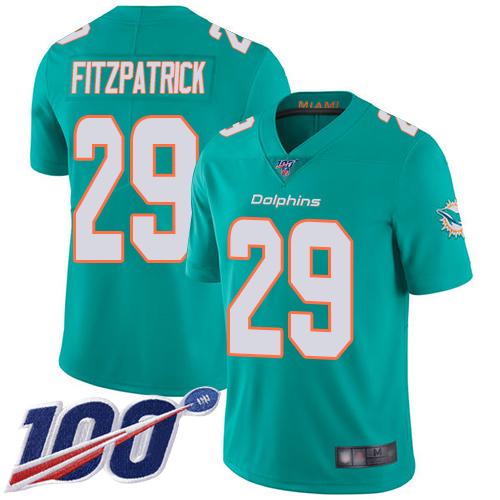 Miami Dolphins #29 Minkah Fitzpatrick Aqua Green Team Color Men's Stitched 100th Season Vapor Limited Jersey Men's