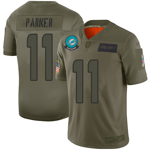 Miami Dolphins #11 DeVante Parker Camo Men's Stitched Limited 2019 Salute To Service Jersey Men's