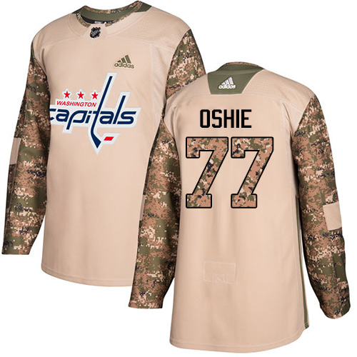 Adidas Washington Capitals #77 T.J. Oshie Camo Authentic 2017 Veterans Day Stitched Jersey Men's