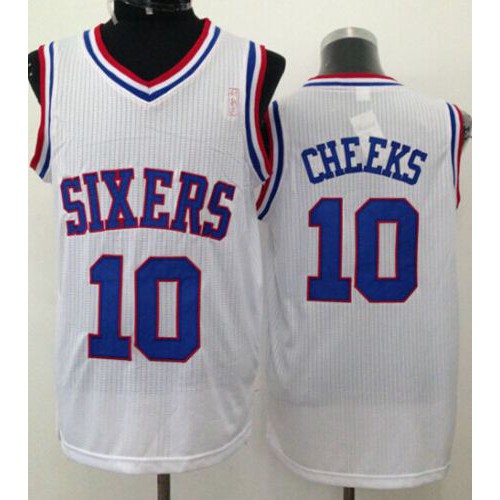 Philadelphia 76ers #10 Maurice Cheeks White Throwback Stitched Jersey Mens