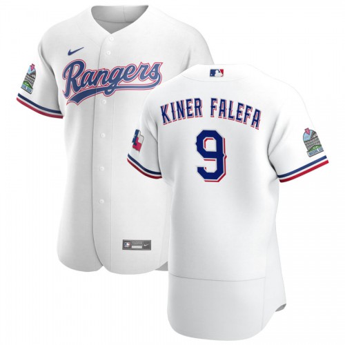 Texas Texas Rangers #9 Isiah Kiner-Falefa Men's White Home 2020 Authentic Patch Player Jersey Men's