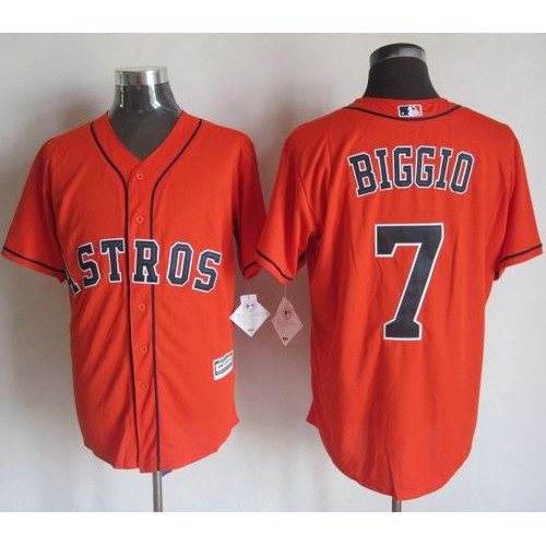 Houston Astros #7 Craig Biggio Orange New Cool Base Stitched Jersey Men's
