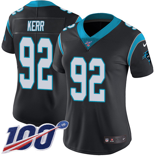 Carolina Panthers #92 Zach Kerr Black Team Color Women's Stitched 100th Season Vapor Untouchable Limited Jersey Womens