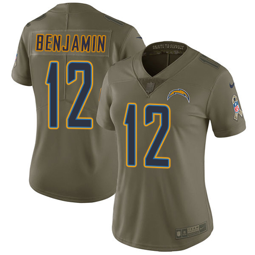 Los Angeles Chargers #12 Travis Benjamin Olive Women's Stitched Limited 2017 Salute to Service Jersey Womens