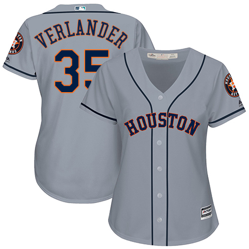 Houston Astros #35 Justin Verlander Grey Road Women's Stitched Jersey Womens