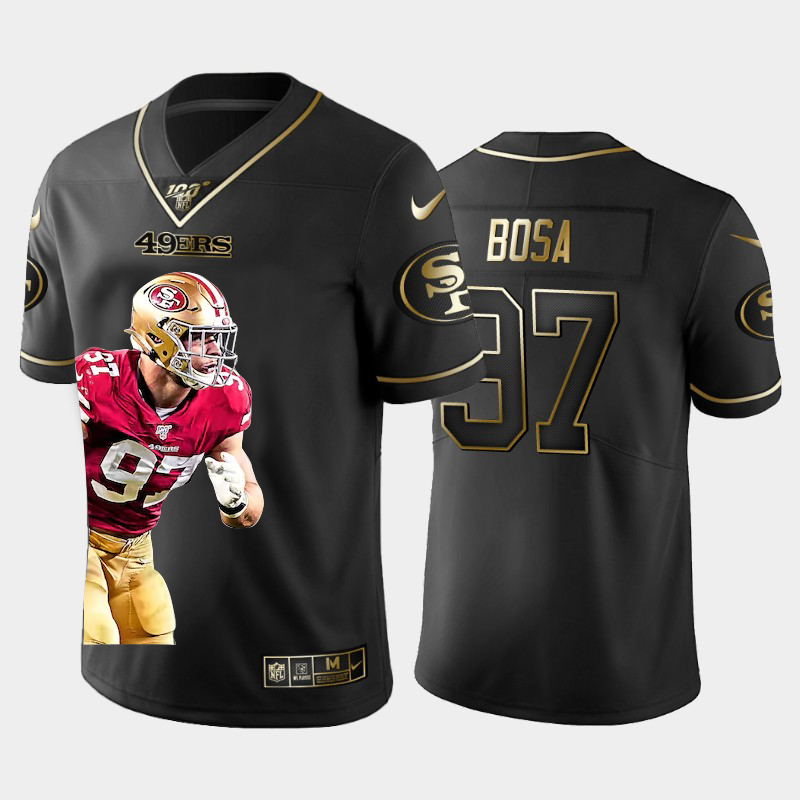 San Francisco 49ers #97 Nick Bosa Team Hero 3 Vapor Limited 100 Jersey Black Golden