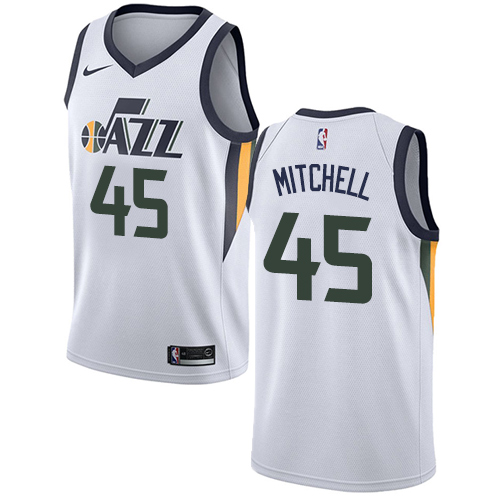 Utah Jazz #45 Donovan Mitchell White Womens Swingman Association Edition Jersey Womens