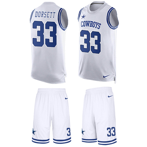Cowboys #33 Tony Dorsett White Men's Stitched Limited Tank Top Suit Jersey