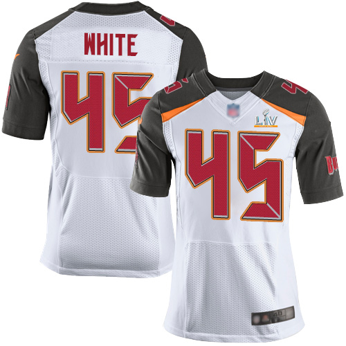 Buccaneers #45 Devin White White Men's Super Bowl LV Bound Stitched New Elite Jersey