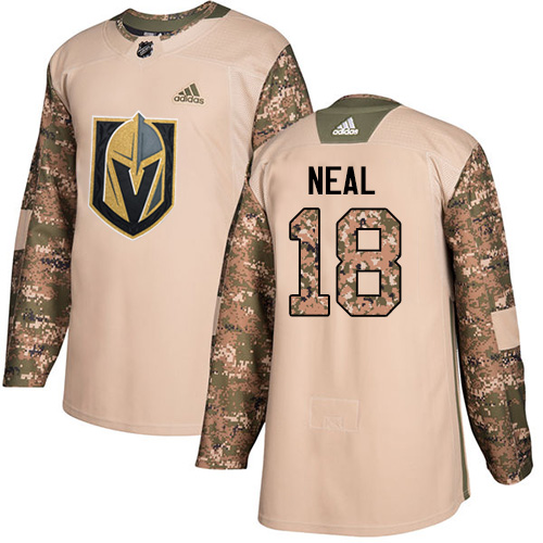 Adidas Golden Vegas Golden Knights #18 James Neal Camo Authentic 2017 Veterans Day Stitched Jersey Men's