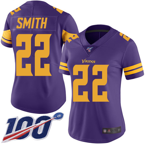 Vikings #22 Harrison Smith Purple Women's Stitched Limited Rush 100th Season Jersey