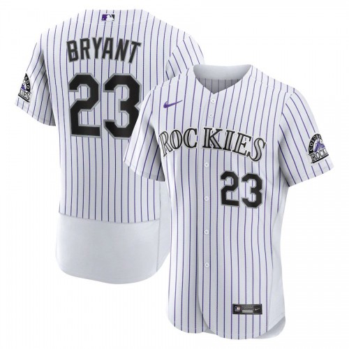 Colorado Colorado Rockies #23 Kris Bryant Men's White Authentic Player Jersey Men's