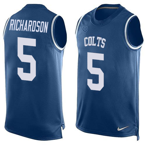 Colts #5 Anthony Richardson Blue Team Color Men's Stitched Limited Tank Top Jersey