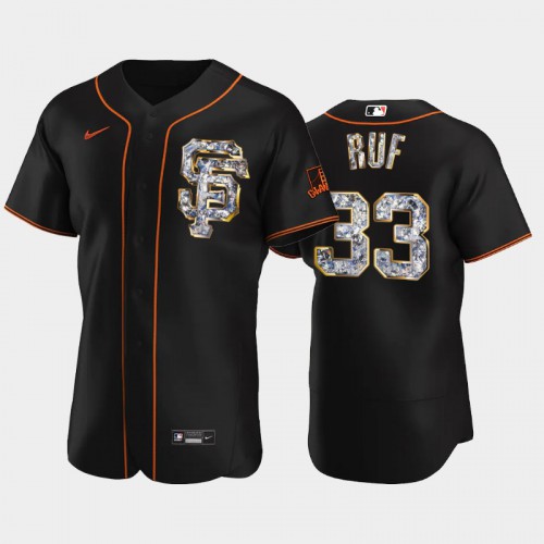 San Francisco San Francisco Giants #33 Darin Ruf Men's Diamond Edition Jersey - Black Men's
