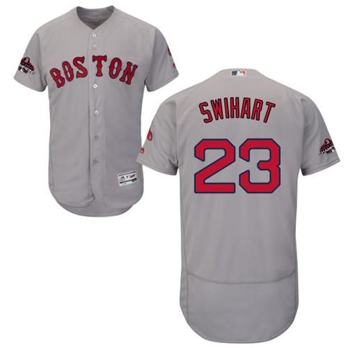 Boston Red Sox #23 Blake Swihart Grey Flexbase Authentic Collection 2018 World Series Champions Stitched Jersey Men's