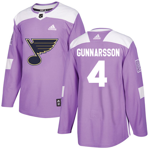 Adidas St. Louis Blues #4 Carl Gunnarsson Purple Authentic Fights Cancer Stitched Jersey Men's