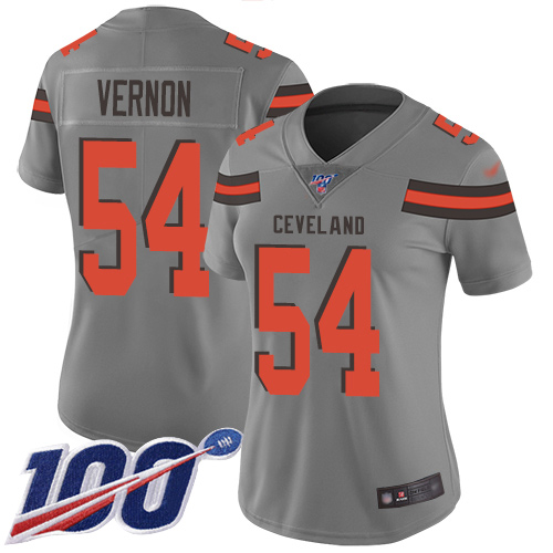 Cleveland Browns #54 Olivier Vernon Gray Women's Stitched Limited Inverted Legend 100th Season Jersey Womens