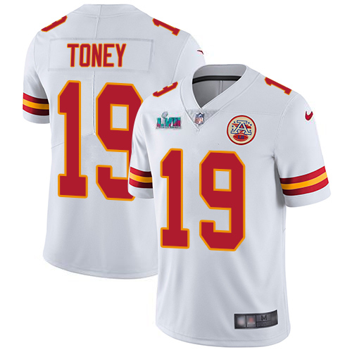 Chiefs #19 Kadarius Toney White Super Bowl LVII Patch Youth Stitched Vapor Untouchable Limited Jersey
