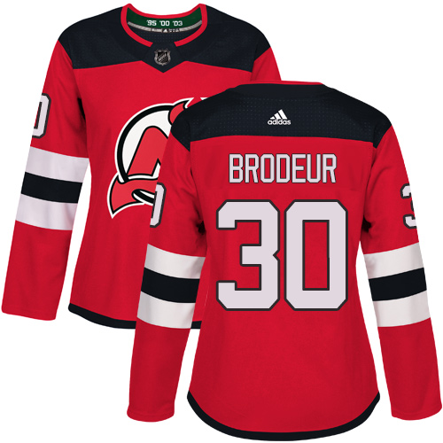 Adidas New Jersey Devils #30 Martin Brodeur Red Home Authentic Women's Stitched Jersey Womens
