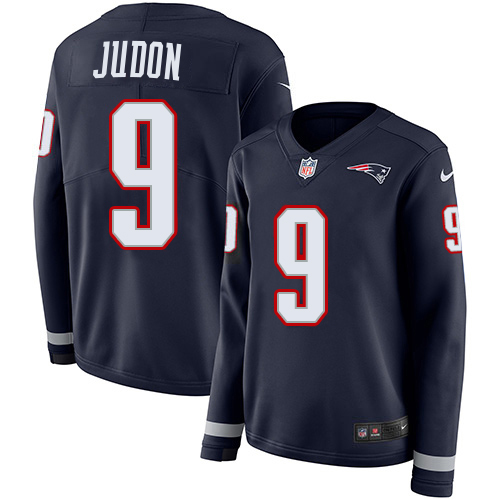 Patriots #9 Matt Judon Navy Blue Team Color Women's Stitched Limited Therma Long Sleeve Jersey