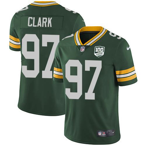 Green Bay Packers #97 Kenny Clark Green Team Color Men's 100th Season Stitched Vapor Untouchable Limited Jersey Men's