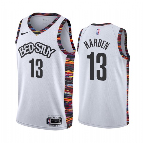 Brooklyn Nets #13 James Harden Mens 2019-20 White BED-STUY City Edition Stitched Jersey Mens