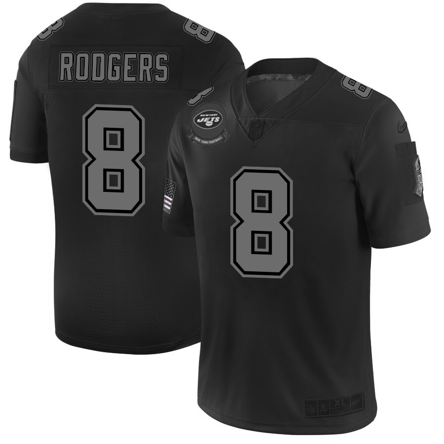 New York Jets #8 Aaron Rodgers Men's Black 2019 Salute To Service Limited Stitched Jersey