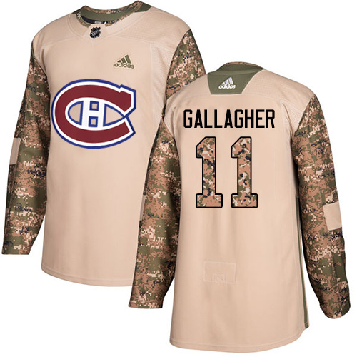 Adidas Montreal Canadiens #11 Brendan Gallagher Camo Authentic 2017 Veterans Day Stitched Youth Jersey Youth
