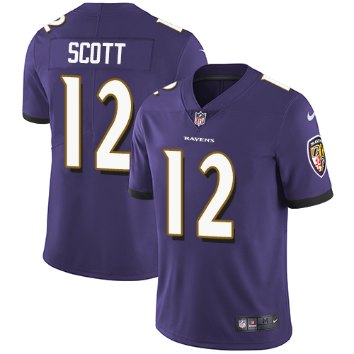 Baltimore Ravens #12 Jaleel Scott Purple Team Color Men's Stitched Vapor Untouchable Limited Jersey Men's