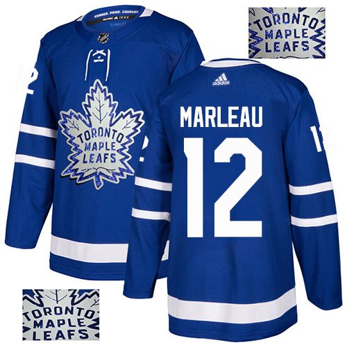 Adidas Maple Toronto Maple Leafs #12 Patrick Marleau Blue Home Authentic Fashion Gold Stitched Jersey Men's