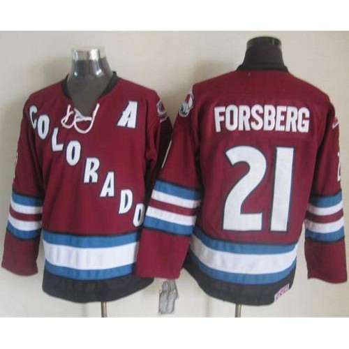 Colorado Avalanche #21 Peter Forsberg Red CCM Throwback Stitched Jersey Men's