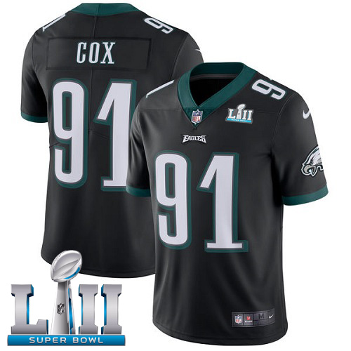 Philadelphia Eagles #91 Fletcher Cox Black Alternate Super Bowl LII Men's Stitched Vapor Untouchable Limited Jersey Men's
