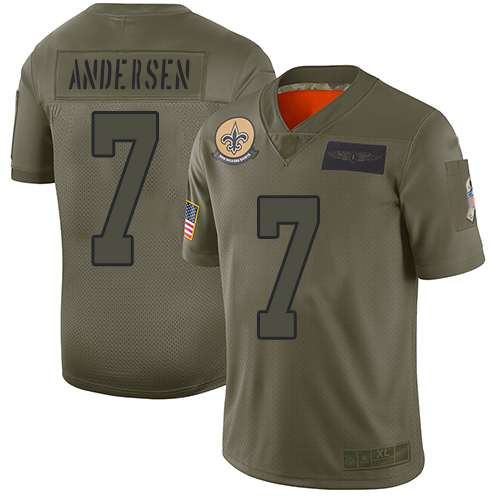 New Orleans Saints #7 Morten Andersen Camo Men's Stitched Limited 2019 Salute To Service Jersey Men's