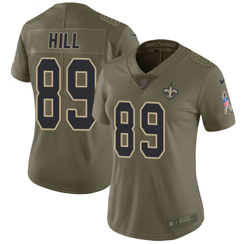 New Orleans Saints #89 Josh Hill Olive Women's Stitched Limited 2017 Salute to Service Jersey Womens