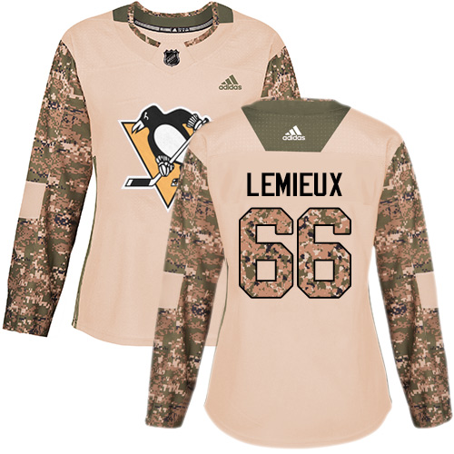 Adidas Pittsburgh Penguins #66 Mario Lemieux Camo Authentic 2017 Veterans Day Women's Stitched Jersey Womens