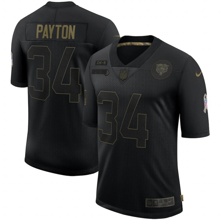 Chicago Bears #34 Walter Payton 2020 Salute To Service Retired Limited Jersey Black