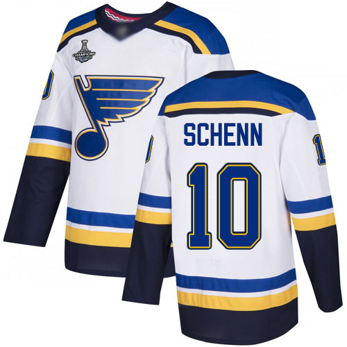 Adidas St. Louis Blues #10 Brayden Schenn White Road Authentic Stanley Cup Champions Stitched Jersey Men's