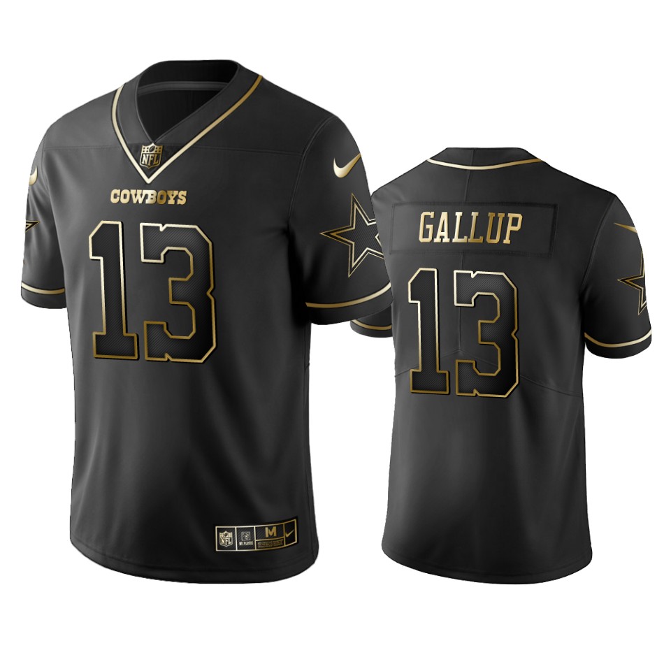 Cowboys #13 Michael Gallup Black Golden Limited Edition Stitched Jersey