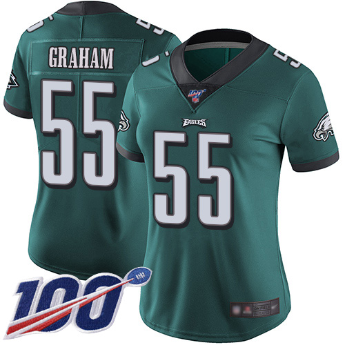 Eagles #55 Brandon Graham Midnight Green Team Color Women's Stitched 100th Season Vapor Limited Jersey