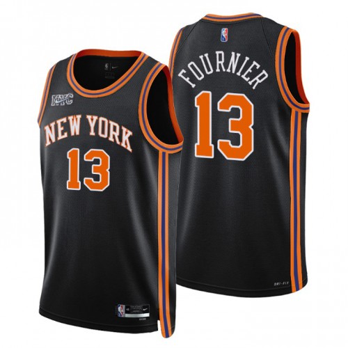 New York New York Knicks #13 Evan Fournier Mens Black 2021/22 Swingman Jersey - City Edition Mens