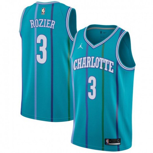 Charlotte Hornets #3 Terry Rozier Aqua Jordan Swingman Hardwood Classics Jersey Mens